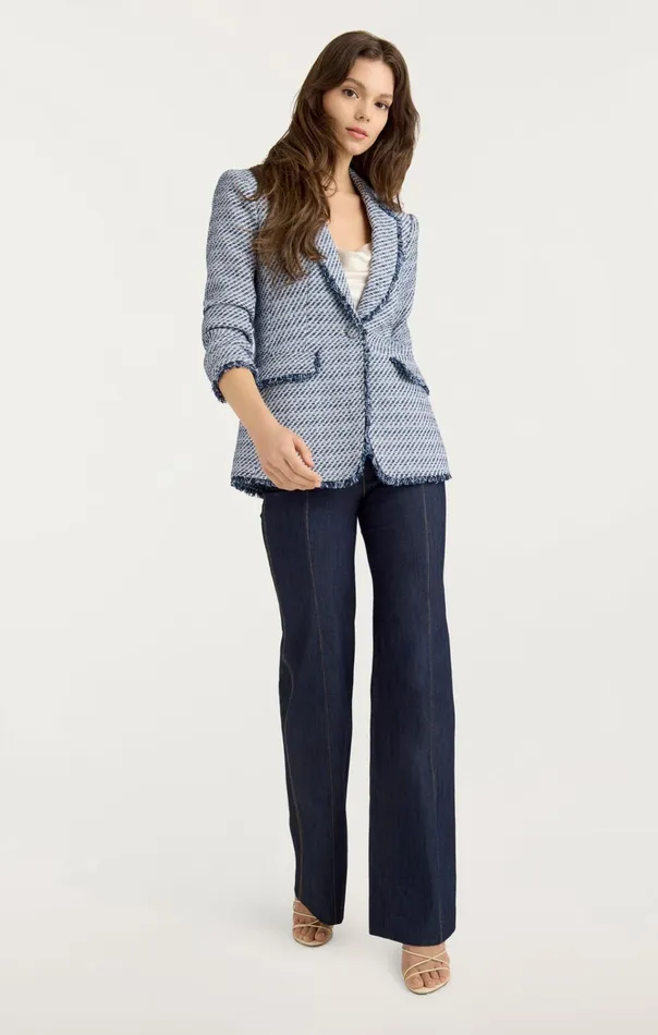 Women Cinq Sept Jackets and Blazers Noemie Boucle Khloe Blazer Navy Multi