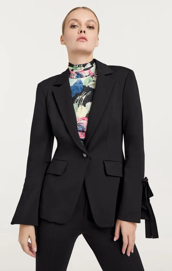 Women Cinq Sept Jackets and Blazers Ponte Lou Blazer Black
