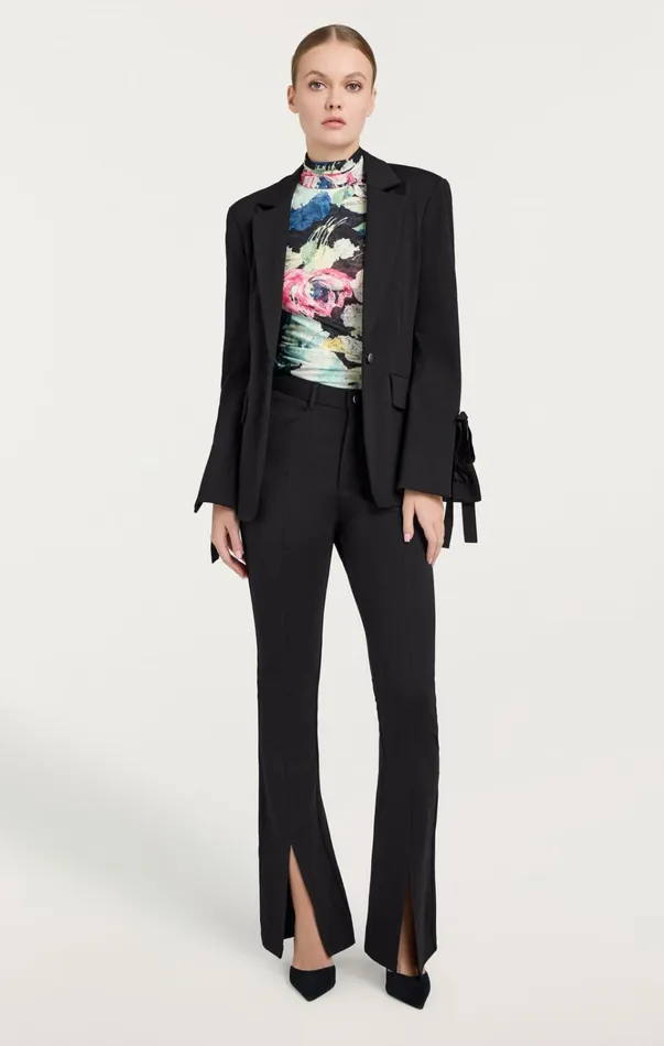Women Cinq Sept Jackets and Blazers Ponte Lou Blazer Black