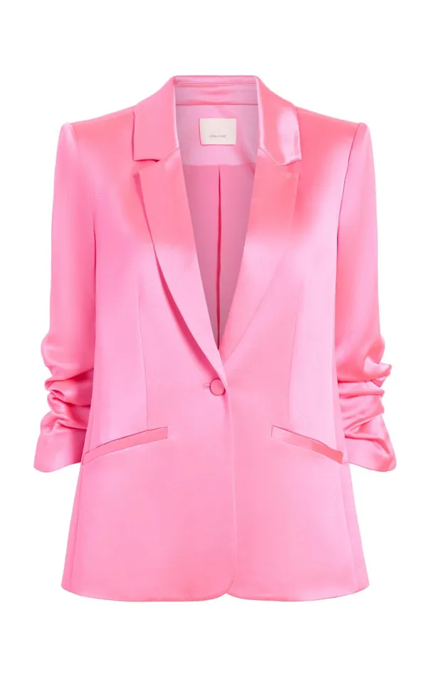 Women Cinq Sept Jackets and Blazers Satin Kylie Blazer Electric Pink
