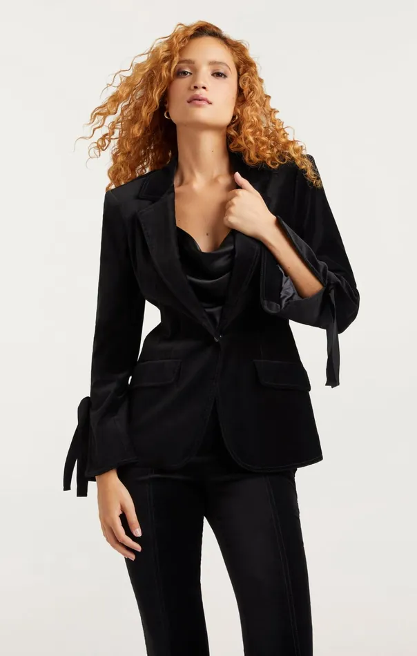Women Cinq Sept Jackets and Blazers Velvet Lou Blazer Black