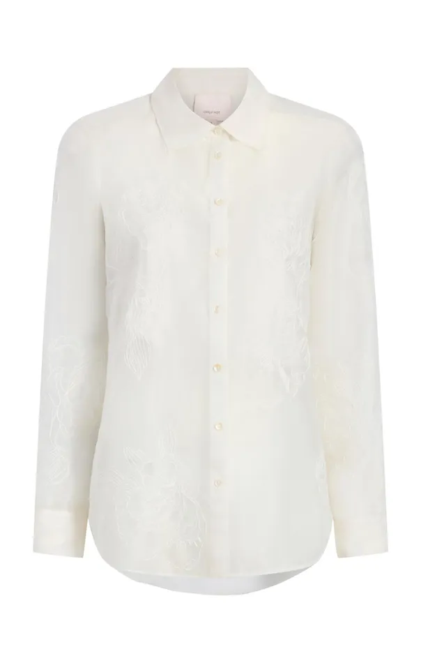 Women Cinq Sept Tops Embroidered Organza Luna Top Ivory