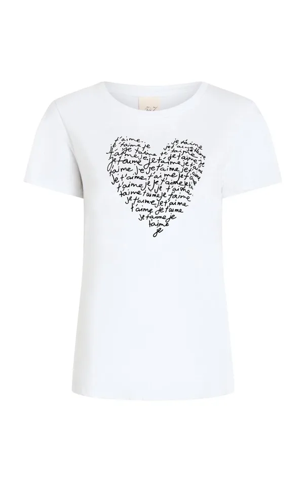 Women Cinq Sept Tops Je T039aime Heart Tee Whiteblack