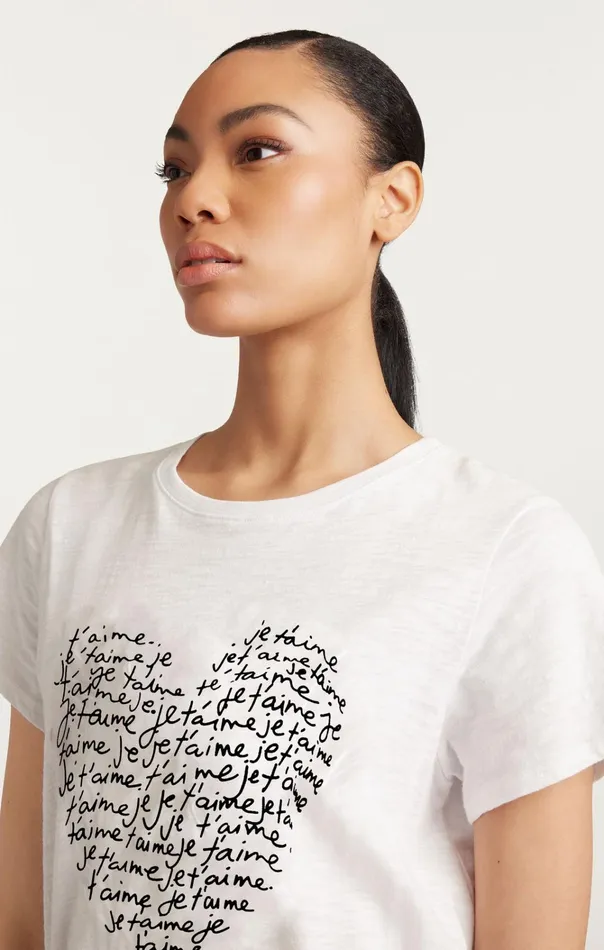 Women Cinq Sept Tops Je T039aime Heart Tee Whiteblack