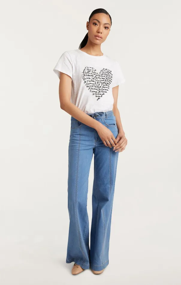Women Cinq Sept Tops Je T039aime Heart Tee Whiteblack