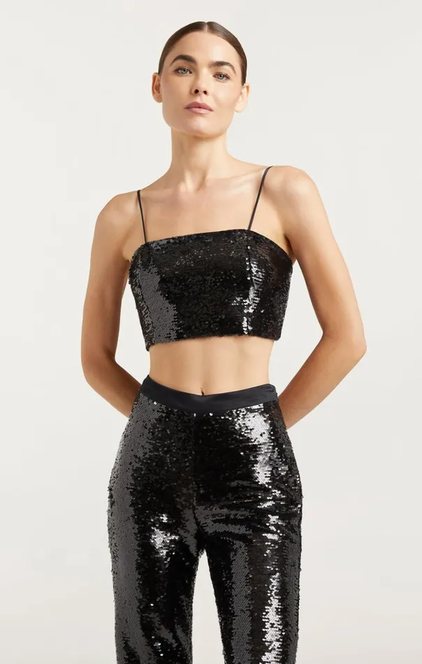 Women Cinq Sept Tops Sequin Nikki Top Black