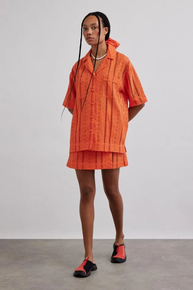 Women Coords Damson Madder Fiji Mini Wrap Skirt 8211 Orange Broderie