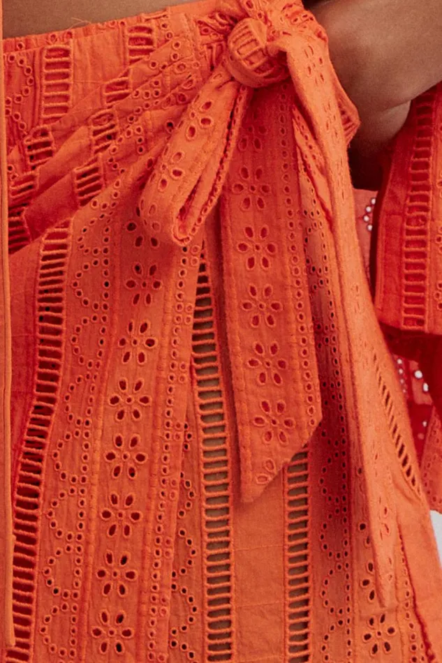 Women Coords Damson Madder Fiji Mini Wrap Skirt 8211 Orange Broderie