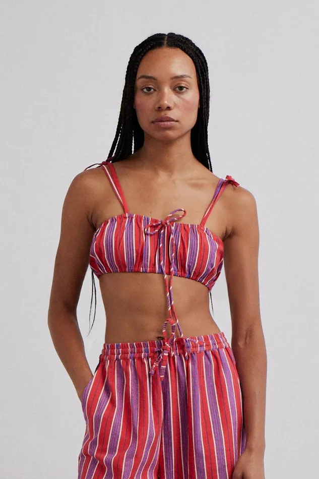 Women Coords Damson Madder Karmen Ruched Bralet 8211 Red Stripe