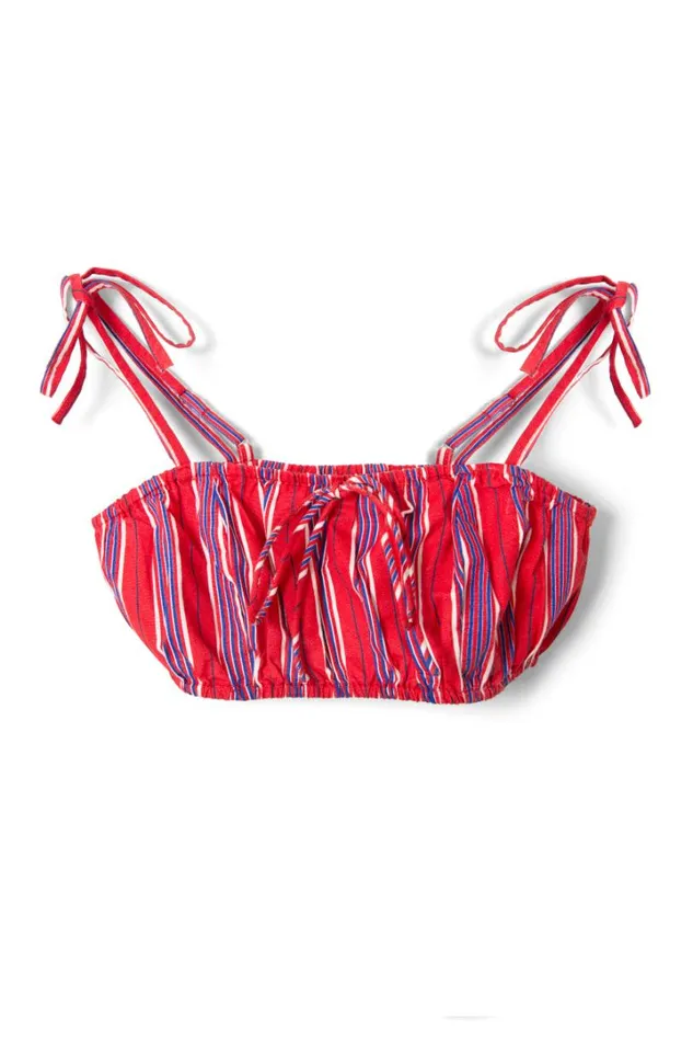 Women Coords Damson Madder Karmen Ruched Bralet 8211 Red Stripe