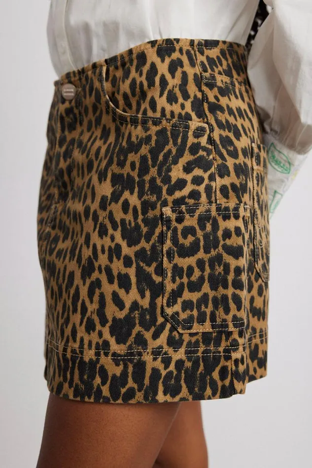 Women Coords Damson Madder Lily Denim Mini Skirt Leopard