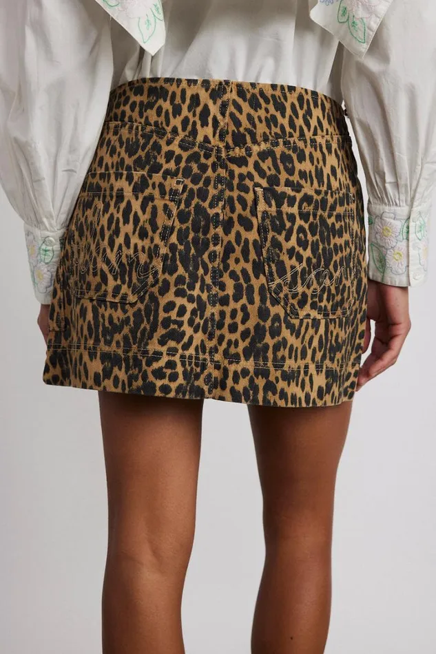 Women Coords Damson Madder Lily Denim Mini Skirt Leopard