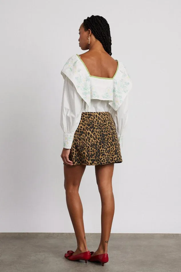 Women Coords Damson Madder Lily Denim Mini Skirt Leopard