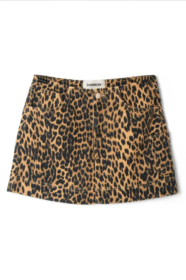 Women Coords Damson Madder Lily Denim Mini Skirt Leopard