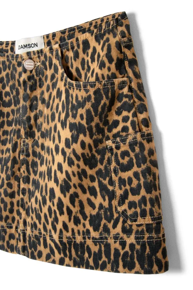 Women Coords Damson Madder Lily Denim Mini Skirt Leopard