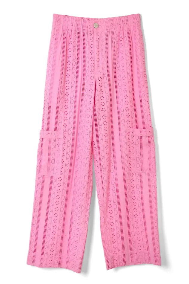 Women Coords Damson Madder Vacation Pants 8211 Pink Broderie