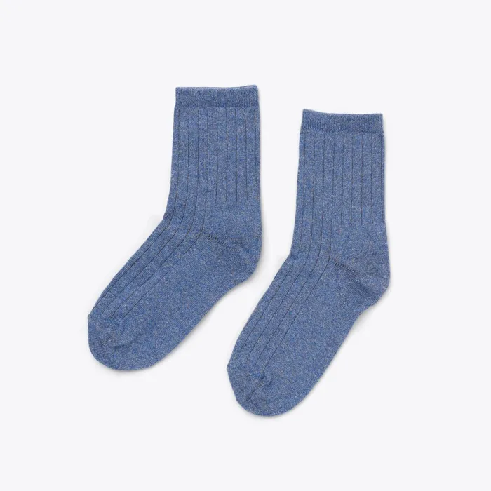 Women Cotton Mid Sock Indigo Marl Nisolo Socks