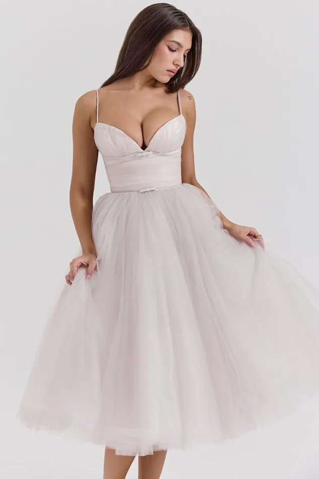 Women Countess French Dove Tulle Midi Dress House Of CB Dresses Women Countess French Dove Tulle Midi Dress House Of CB Dresses