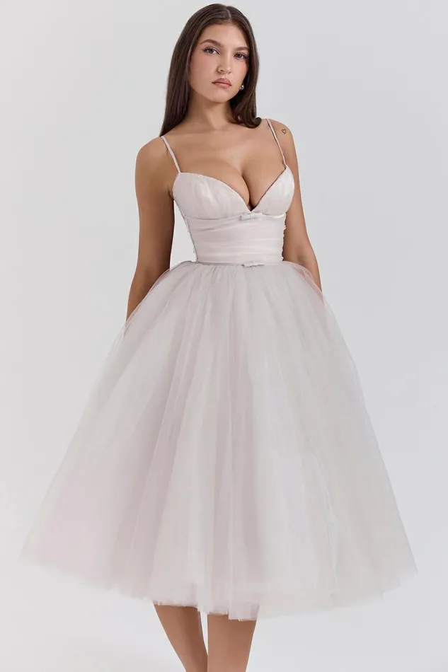 Women Countess French Dove Tulle Midi Dress House Of CB Dresses Women Countess French Dove Tulle Midi Dress House Of CB Dresses