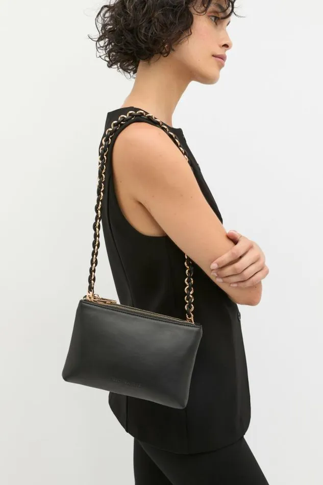 Women Cross Body Seed Heritage Chain Shoulder Strap Black