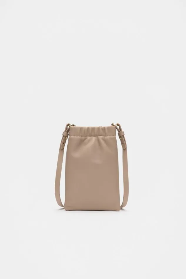 Women Cross Body Seed Heritage Leather Rouched Crossbody Cookie