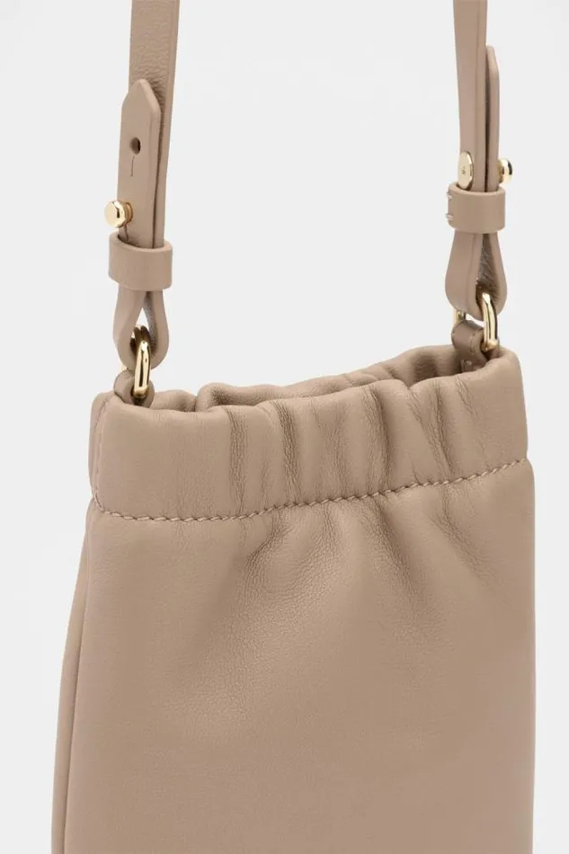 Women Cross Body Seed Heritage Leather Rouched Crossbody Cookie
