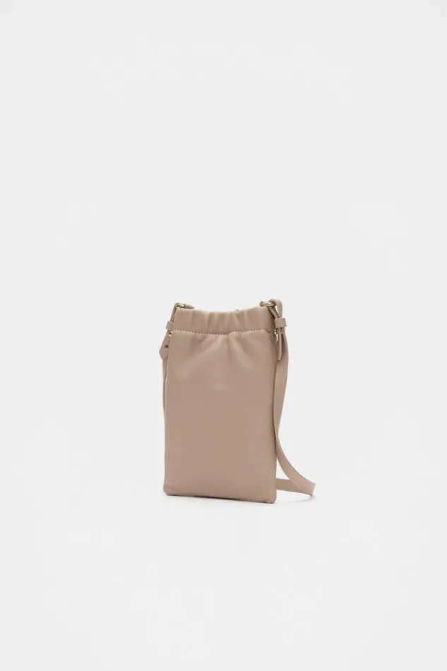 Women Cross Body Seed Heritage Leather Rouched Crossbody Cookie