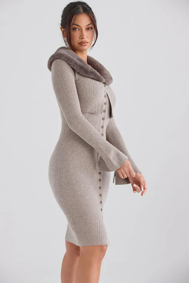 Women Dahlia Beige Cashmere Cardigan House Of CB Tops