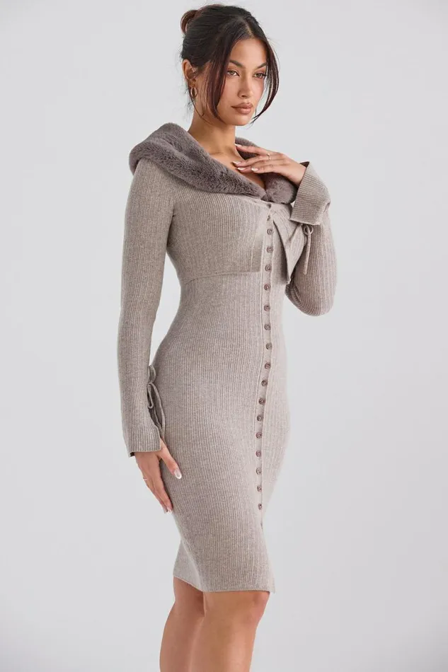 Women Dahlia Beige Cashmere Cardigan House Of CB Tops