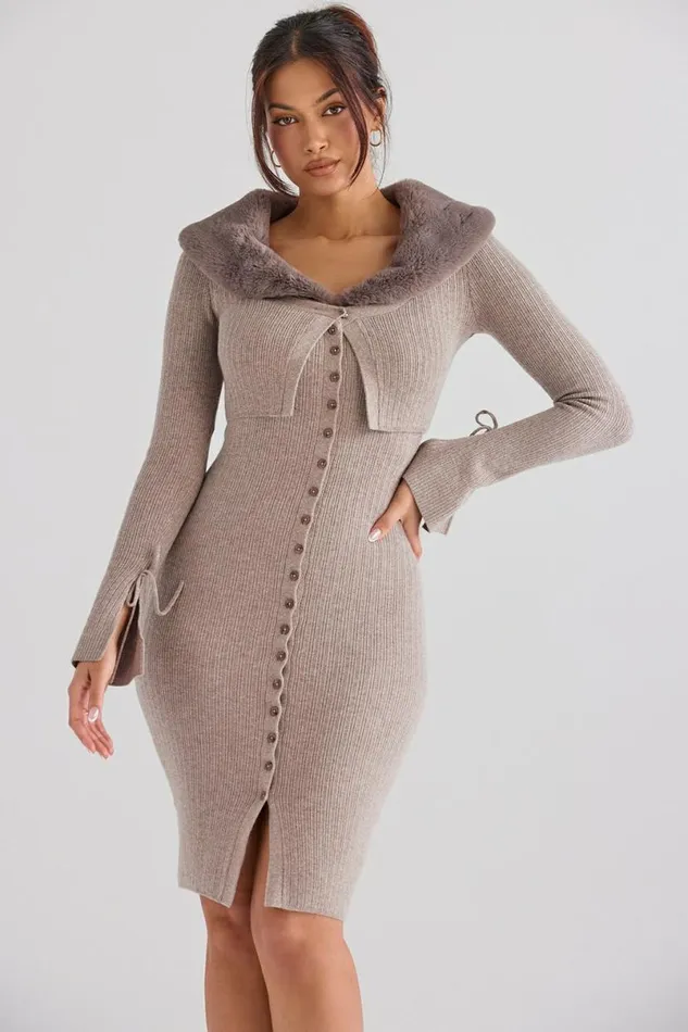 Women Dahlia Beige Cashmere Cardigan House Of CB Tops