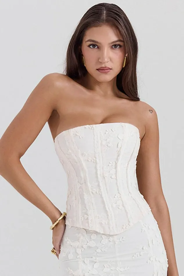 Women Dakota Vintage Ivory Embroidered Strapless Corset House Of CB Corsets Women Dakota Vintage Ivory Embroidered Strapless Corset House Of CB Corsets