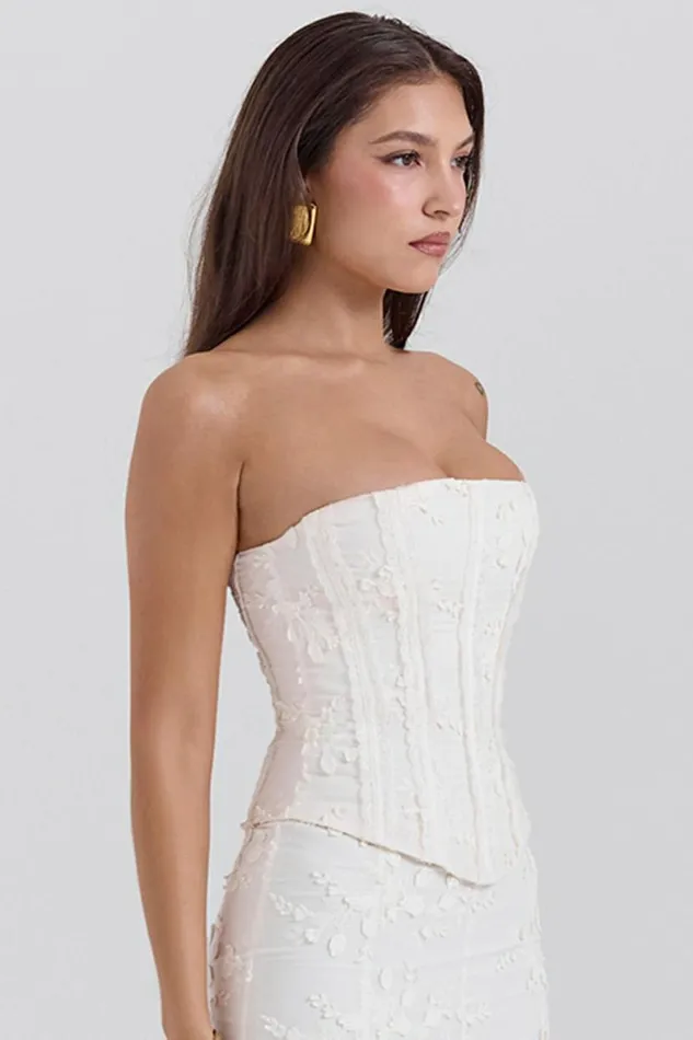 Women Dakota Vintage Ivory Embroidered Strapless Corset House Of CB Corsets Women Dakota Vintage Ivory Embroidered Strapless Corset House Of CB Corsets