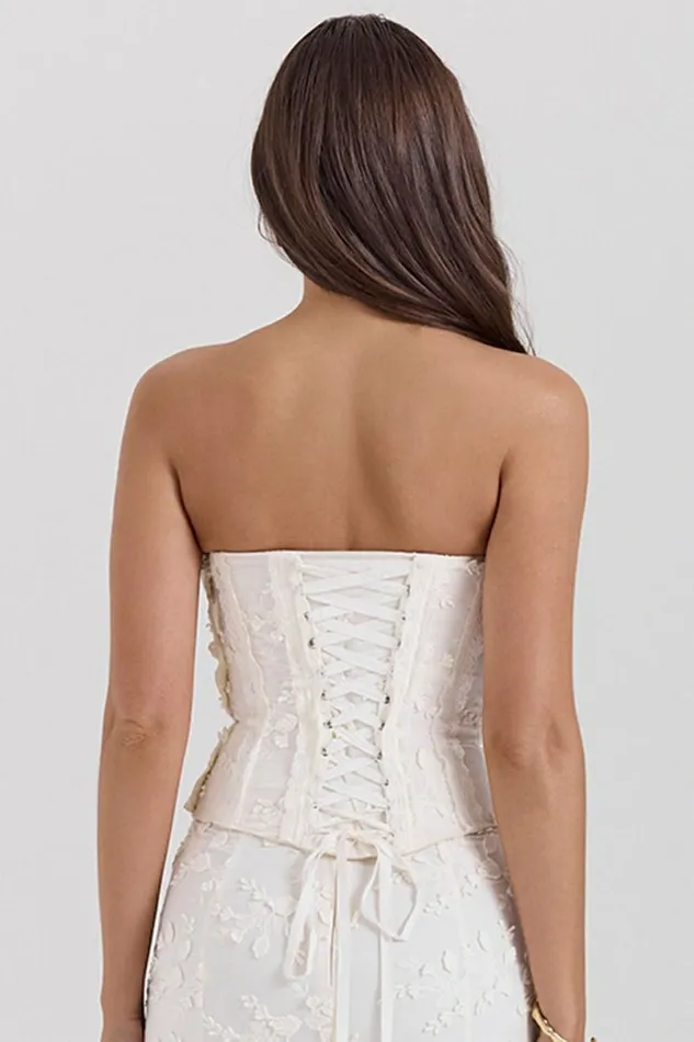 Women Dakota Vintage Ivory Embroidered Strapless Corset House Of CB Corsets Women Dakota Vintage Ivory Embroidered Strapless Corset House Of CB Corsets