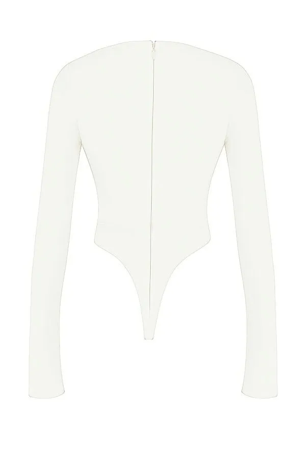 Women Danica White Cutout Bodysuit House Of CB Tops Women Danica White Cutout Bodysuit House Of CB Tops