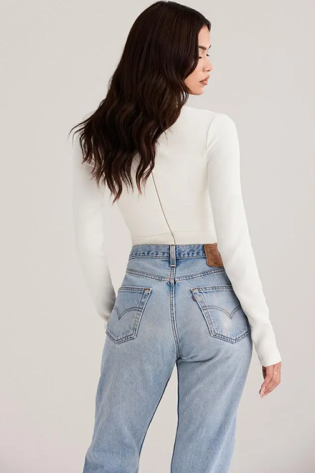 Women Danica White Cutout Bodysuit House Of CB Tops Women Danica White Cutout Bodysuit House Of CB Tops