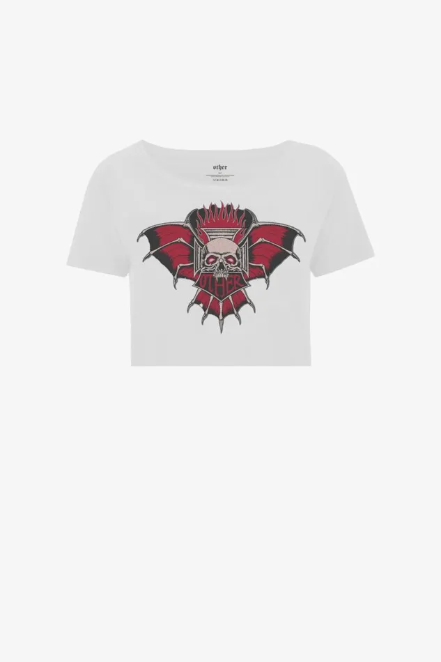 Women Death Skull Cropped Wide Neck Tee OTHER TEES
