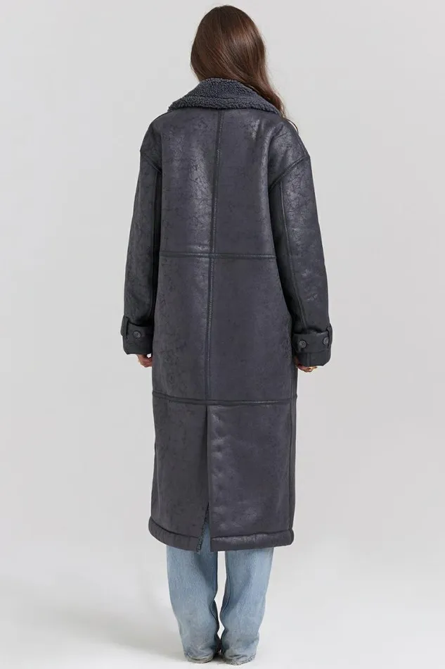 Women Deiji Grey Vegan Shearling Coat House Of CB Outerwear