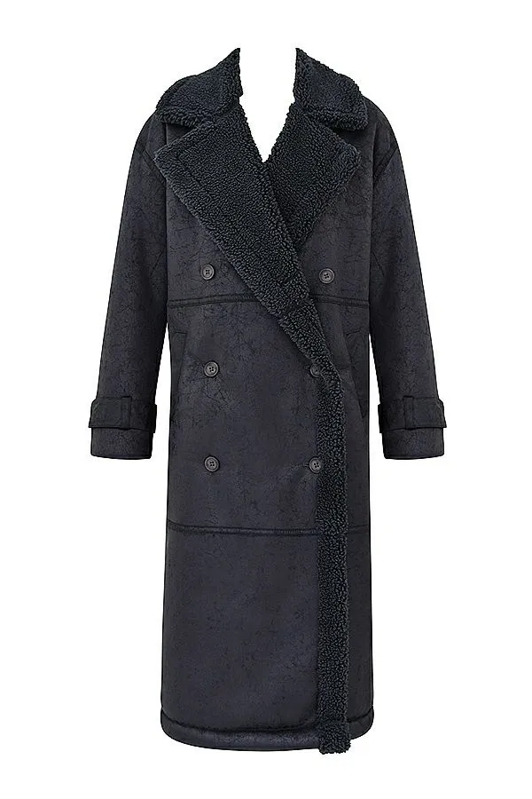 Women Deiji Grey Vegan Shearling Coat House Of CB Outerwear