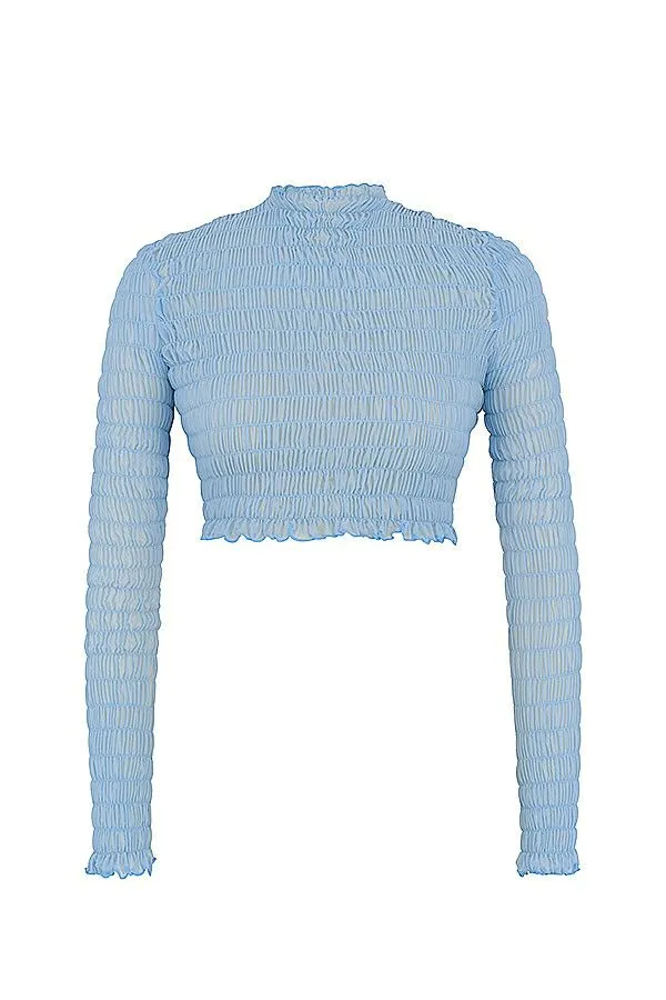 Women DELIGHT MISTRESS ROCKS POWDER BLUE SHIRRED CROP TOP House Of CB Tops Women DELIGHT MISTRESS ROCKS POWDER BLUE SHIRRED CROP TOP House Of CB Tops