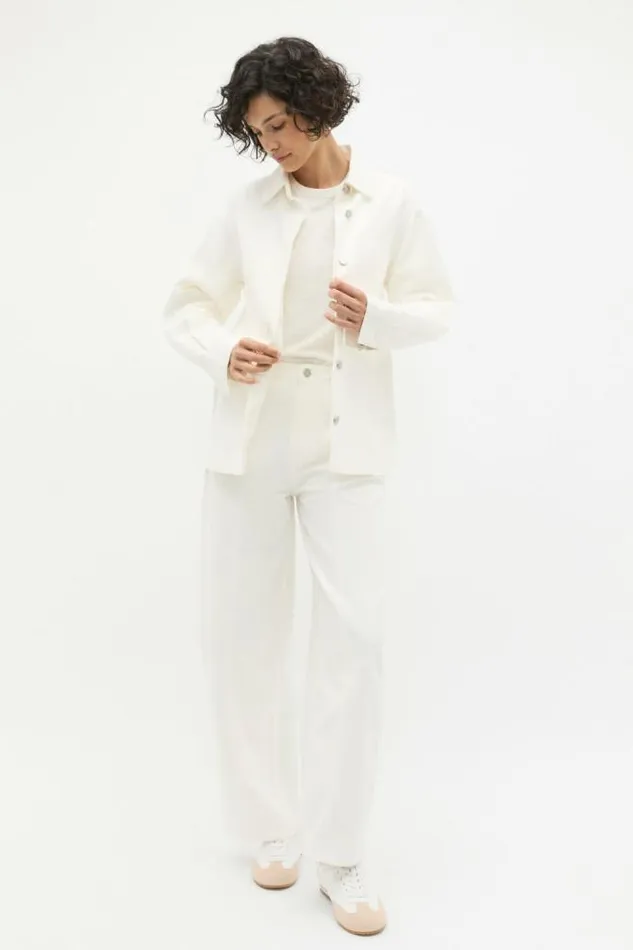 Women Denim Seed Heritage Denim Pocket Front Shirt Cloud Cream