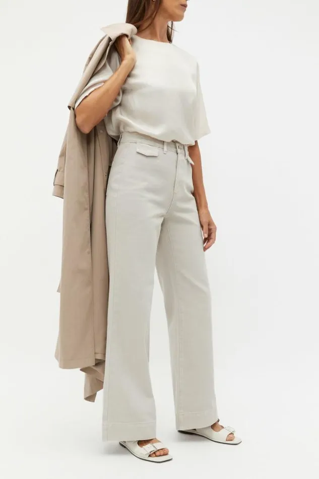 Women Denim Seed Heritage Denim Wide Leg Rigid Jean Oat