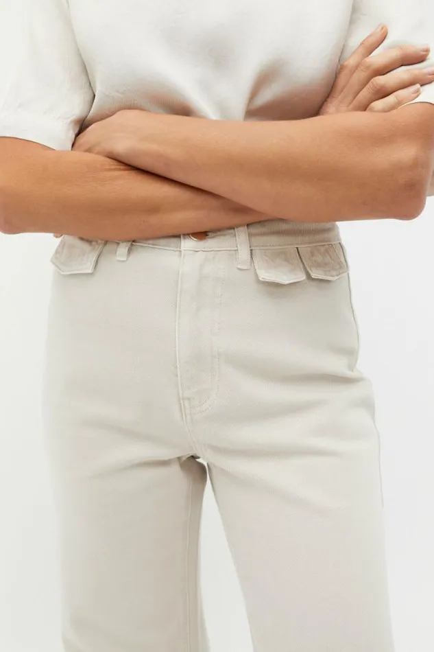 Women Denim Seed Heritage Denim Wide Leg Rigid Jean Oat