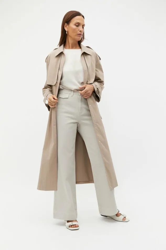 Women Denim Seed Heritage Denim Wide Leg Rigid Jean Oat