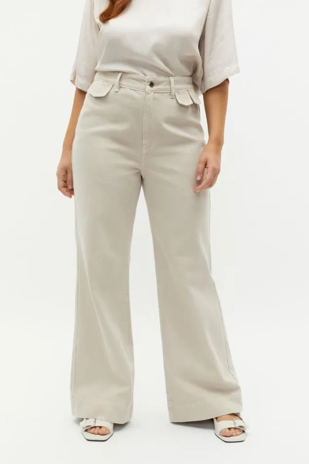Women Denim Seed Heritage Denim Wide Leg Rigid Jean Oat
