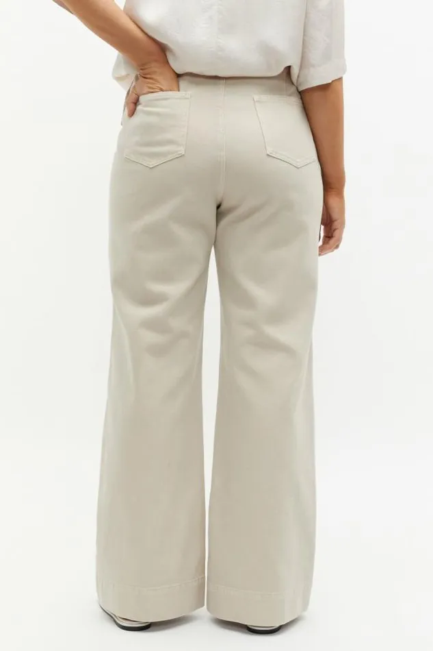 Women Denim Seed Heritage Denim Wide Leg Rigid Jean Oat