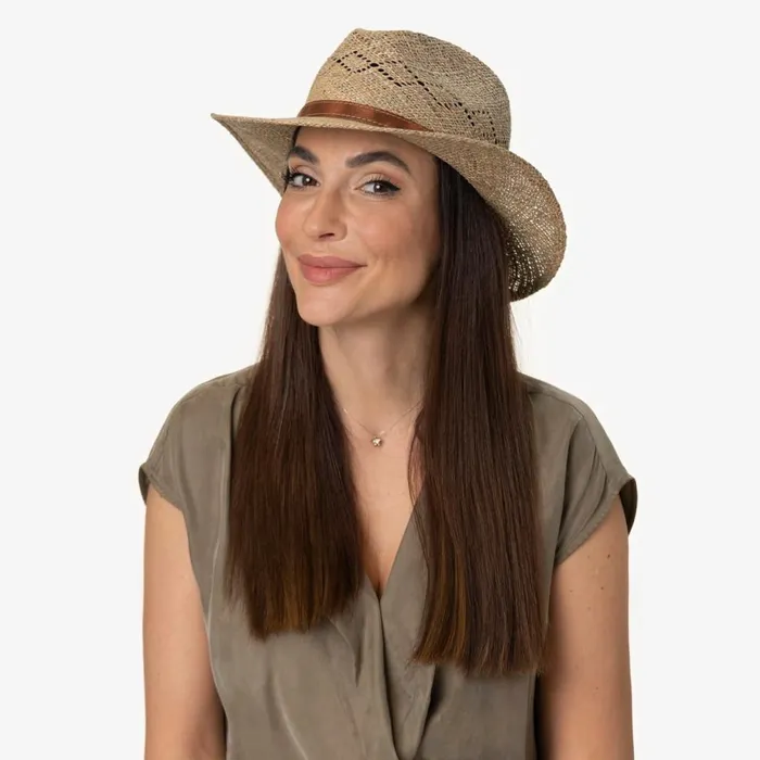 Women Desco Seagrass Straw Hat With Leather Strap Nature Mayser Traveler Hats Women Desco Seagrass Straw Hat With Leather Strap Nature Mayser Traveler Hats