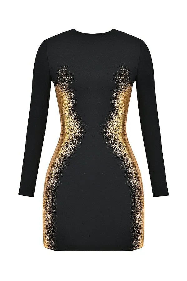 Women Domenica Black and Gold Foil Print Mini Dress House Of CB Dresses Women Domenica Black and Gold Foil Print Mini Dress House Of CB Dresses