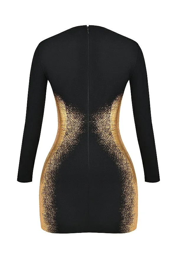 Women Domenica Black and Gold Foil Print Mini Dress House Of CB Dresses Women Domenica Black and Gold Foil Print Mini Dress House Of CB Dresses
