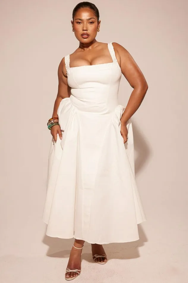 Women Dorothy White Cotton Midi Sundress House Of CB Dresses