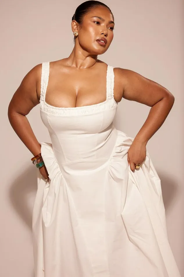 Women Dorothy White Cotton Midi Sundress House Of CB Dresses